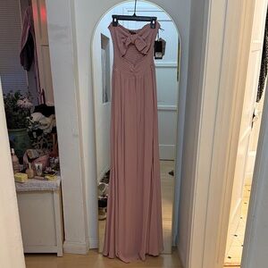 REFORMATION Strapless Mauve Maxi Dress with Bow Detail